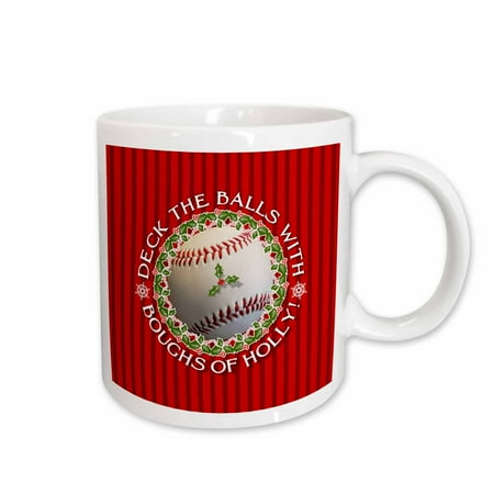 

3dRose Baseball with Holly Wreath Christmas Holiday Design - Ceramic Mug 15oz (mug_295819_2)