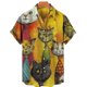 thumbnail image 3 of Camisa hawaiana con estampado 3D completo de gato para hombre, camisetas casuales de manga corta con botones para verano, camisas para hombre, 3 of 5