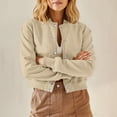 thumbnail image 6 of LWITHSZG Womens Cropped Jacket Casual Solid Button Down Coats Long Sleeve Going Out Tops Fall Winter Lightweight Outerwear with Pockets Size M, 6 of 10