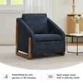 thumbnail image 6 of Chenille Fabric Modern Upholstered Armchair, Upholstered Armchair with Wooden Side Frame, Cushioned Seat and Backrest, Accent Leisure Chair for Living Room and Bedroom, Blue, 6 of 9