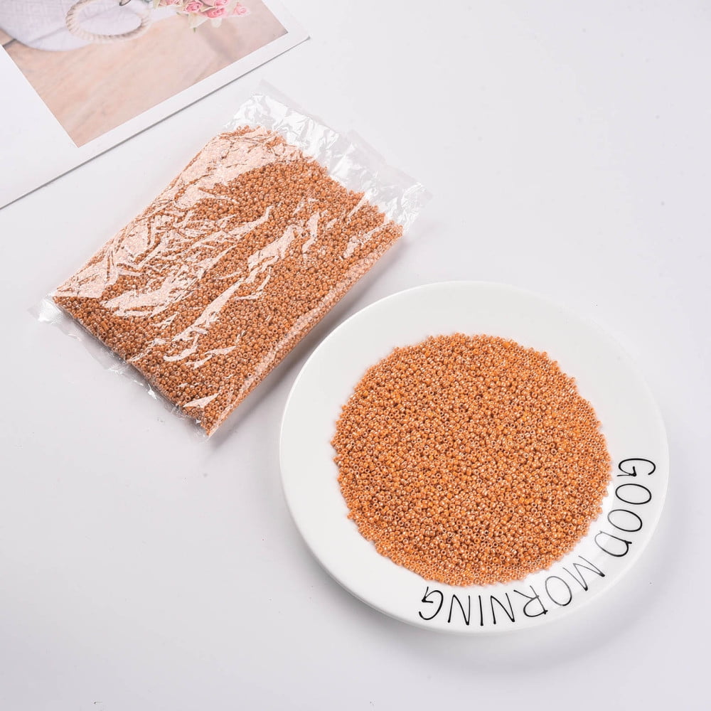 Glass Seed Beads Opaque Colors Lustered Round Dark Orange 3mm Hole: 1mm about 10000pcs/pound