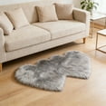 thumbnail image 5 of Anhility Double Heart Faux Fur Rug Super Soft Fluffy Shaggy Carpet Area Mats Rugs Girls Bedroom Sofa Home Decorative Floor Carpet (Gray, 27.55x13.77 in), 5 of 6