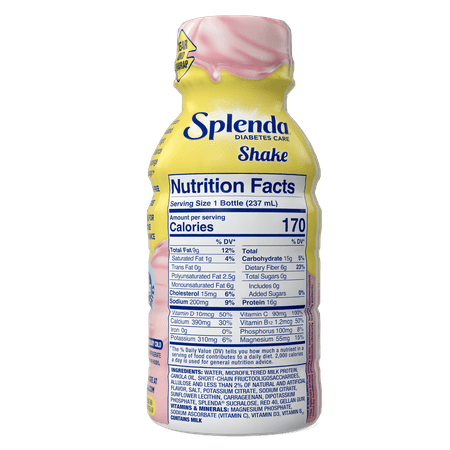 Splenda Diabetes Care Shake, to Help Manage Blood Sugar, 8oz Strawberry Cream 6ct