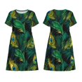 thumbnail image 3 of Bixox Robe d'Été à Manches Courtes pour Femmes Robe Ample Longueur Genou avec Poches-Peacock Feathers2, 3 of 7
