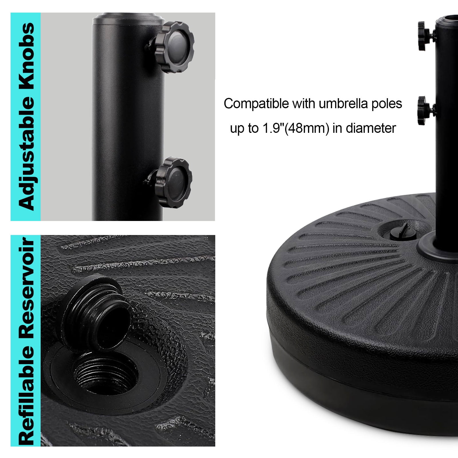 PULNDA 6 HDPE Plastic Patio Umbrella Base, Stable