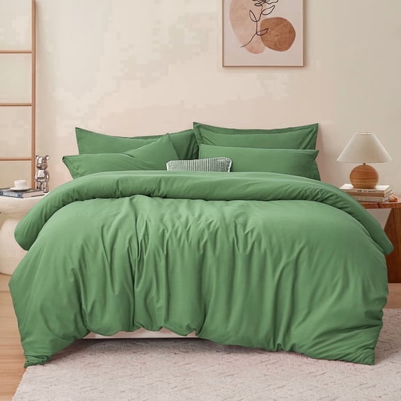 RUIKASI Bedding Duvet Cover Twin Size - 1 Comforter Cover 68X90 Inches & 1 Pillow Sham 20X26 Inches (Sage Green) Comforter Not Included