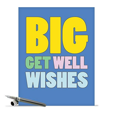 J2721GWG Jumbo Humorous Get Well Greeting Card: 'Big Wishes' with Envelope (Big Size: 8.5