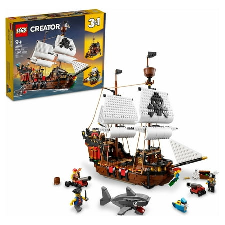 UPC: 0673419317825 | LEGO Creator 3 in 1 Pirate Ship Building Set Kids can Rebuild the Pirate Ship into an Inn or Skull Island Features 4 Minifigures and Shark Toy Makes a Great Gift for Kids Ages 9+ Years Old 31109