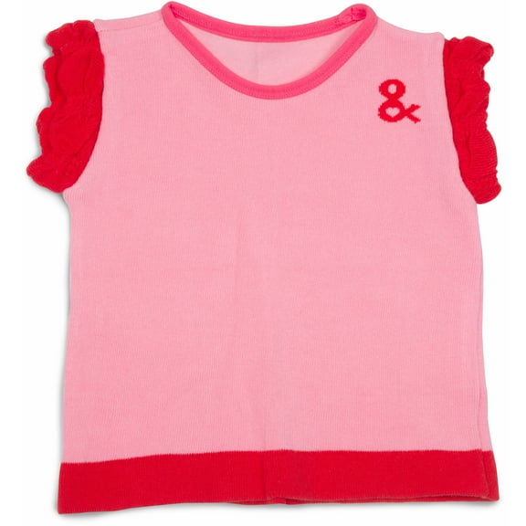 Pavilion Gift Company - Pink and Coral - 6-12 Months Ruffle T-Shirt