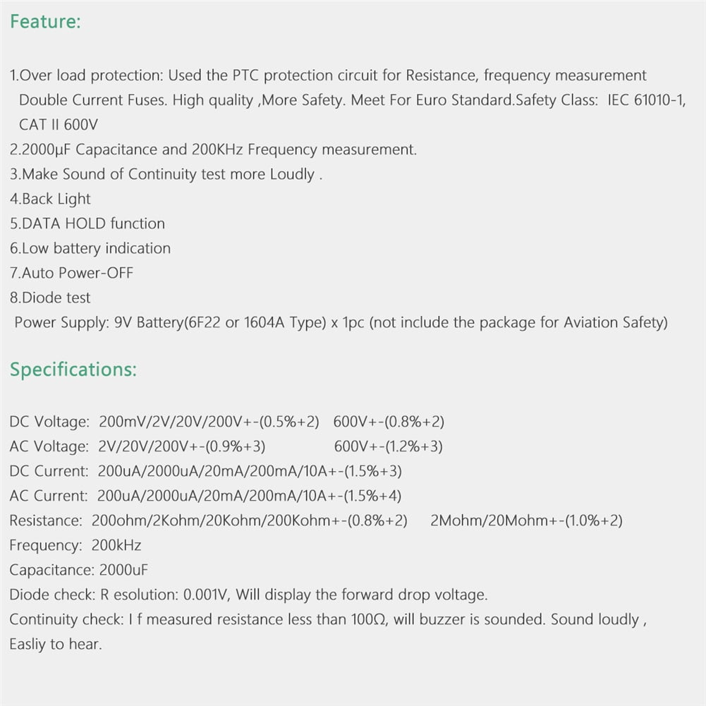 MS8233D Pro Multimeter With 2000uF Capacitance 200kHz Frequncy Measurement Auto Range Digital Multimeter PK UT136B