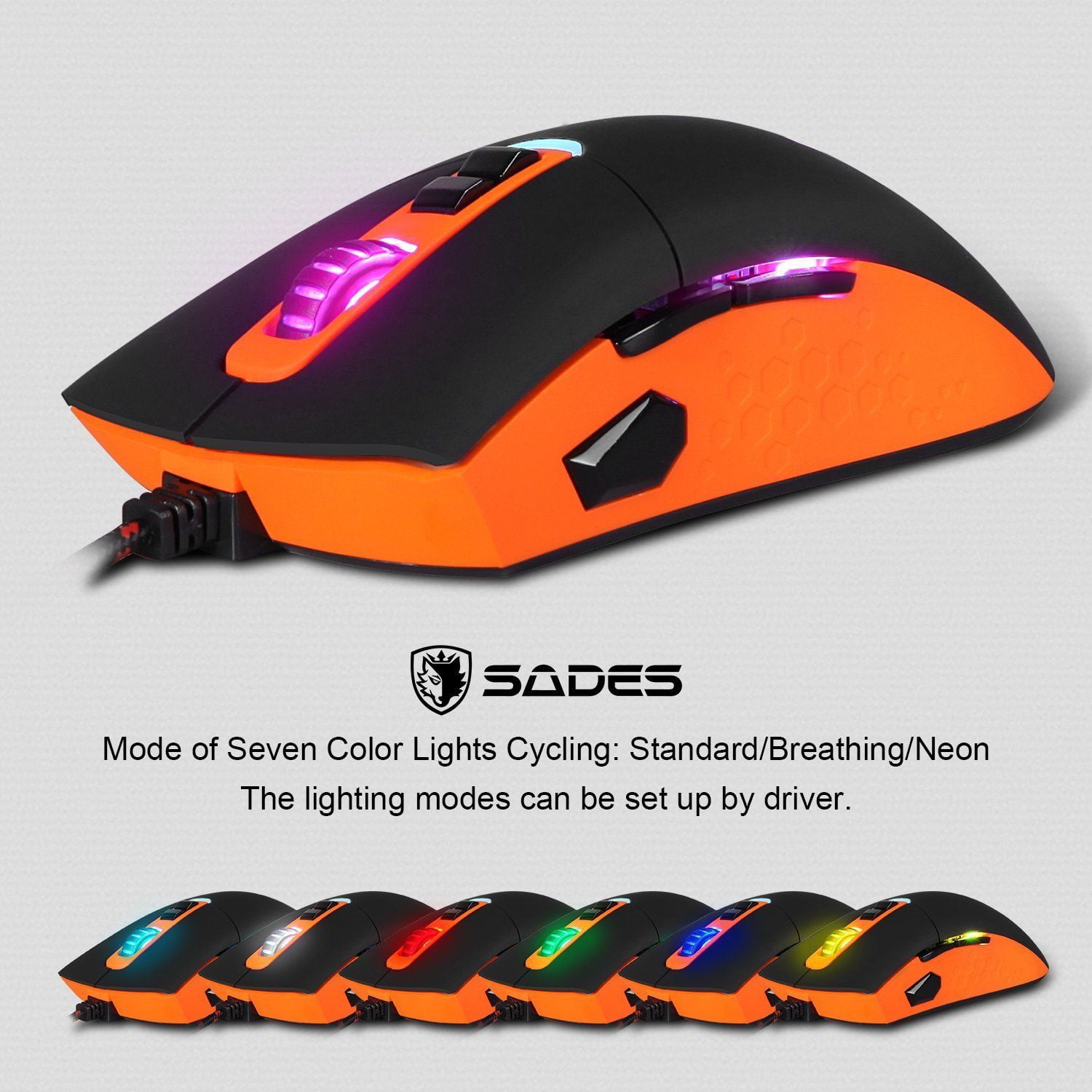 Sades S6 Cataclysm USB PC Gaming Mouse with LED Lights Black