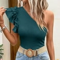 thumbnail image 4 of Kaemgyyd Off the Shoulder Tops for Women Breathable Loose Ruffle Sleeveless Blouse Trendy Slim Fit Backless Boho Shirts, 4 of 6