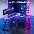 thumbnail image 5 of Mr IRONSTONE 51 inch L Shaped Gaming Desk with LED Lights, Corner Computer Desk for Home Office, Black Writing Workstation with Large Monitor Stand, Easy to Assemble, 5 of 7