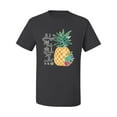 thumbnail image 2 of Wild Bobby, Pineapple Stand Tall Wear Crown And Stay Sweet Inside Arty Inspirational Pop Culture Men's Graphic T-Shirt, Charcoal, X-Large, 2 of 3