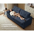 thumbnail image 2 of CHIC HOUSE Queen Corduroy Pull Out Sofa Bed, Sleeper Sofa with Memory Foam Mattress & USB Charging, Convertible Loveseat Couch for Living Room, Small Spaces, Navy Blue, 2 of 10