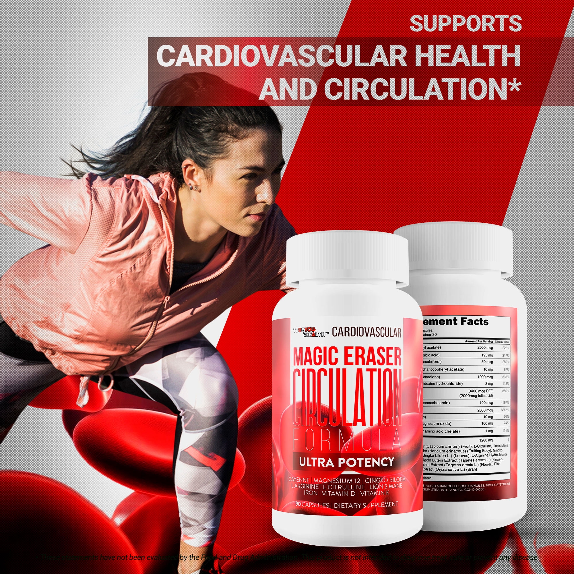 Magic Eraser Circulation Formula - Our Best Circulation and Vein Support Vitamins - High Pressure Pills - Circulation Supplements to Increase Blood Flow Care - Cardiovascular Magic Eraser Supplement