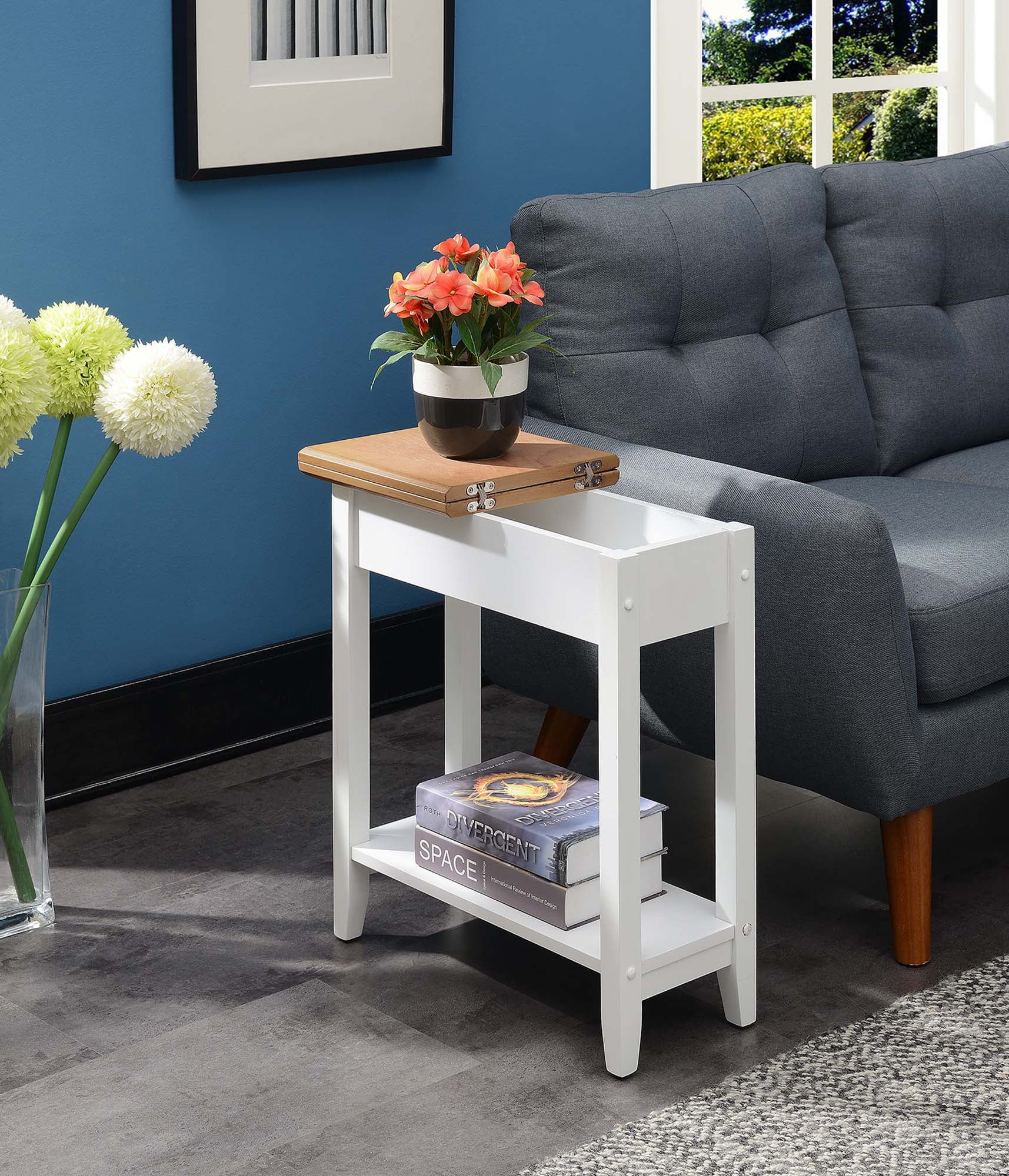 Convenience Concepts American Heritage Flip Top End Table with Shelf ...