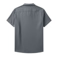 thumbnail image 6 of Men's Short Sleeve Shirt With Collar Casual Loose Fit Breathable Business Top 95% Cotton 5% Spandex Solid Color Daily Home | Zenithor,Gray S, 6 of 9