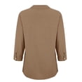 thumbnail image 4 of Aoiroe Womens 3/4 Sleeve Tops,Vintage Vacation Tees Shirt Blouse Tops Y2k Clothes Casual Rolled Short Sleeve Basic Tees Western Concert Outfits Womens Fall Tops Khaki S, 4 of 9