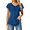 Solid-Blue, variant on Fantaslook Womens Blouses Floral Ruffle Short Sleeve Tunic Tops Casual V Neck Summer Shirts