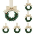 thumbnail image 2 of HCTSHG 10 PCS Christmas Wreath for Cabinets, Small Hanging Wreaths with Bows, Cedar Branches and Red Berry Clusters for Kitchen, Fireplace, Window, Door, 2 of 5