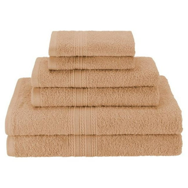 Superior EF-6 PC SET CM Eco-Friendly 100 Percent Ringspun Cotton Towel Set - Camel, 6 Pieces
