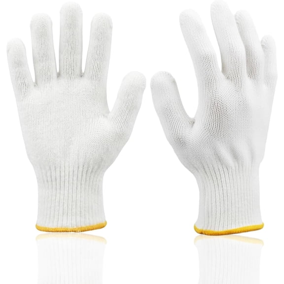 Cotton Work Gloves, 12 Pairs White String Knit Gloves, Breathable Reusable Washable Gloves for Gardening, Warehouse, Construction & General Work$$Tools & Hardware Other