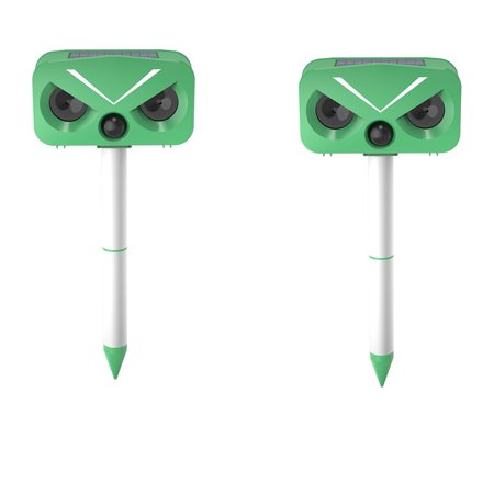 JLLOM Solar Power Ultrasonic Animal Repeller Pest Repellent Cat Deer Raccoon Garden(2 Pack)