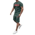 thumbnail image 5 of Afdoent Mens 2 Piece Sets T Shirt Men's Large Summer Short Sleeved T Shirt And Shorts Suit Men's Casual Fashion Theme Suit Retro Summer Vacation Outfits For Men, 5 of 6
