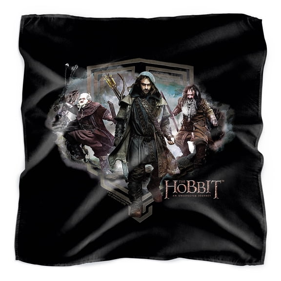 The Hobbit Three Dwarves Black Bandana (21 in x 21 in)