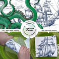 thumbnail image 6 of Blue Nautical Octopus Shower Curtain Set Funny Ocean Kraken Shower Curtains for Bathroom Cool Octopus Decor Polyester Fabric-72" x 72", 6 of 6