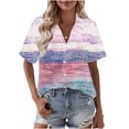 thumbnail image 1 of Tops de Manga Corta de Verano para las Mujeres de la Moda No Posicionamiento de la Impresión de Lino Cuadrado Acampanado Hemp Botón-Up Camisa, 1 of 6