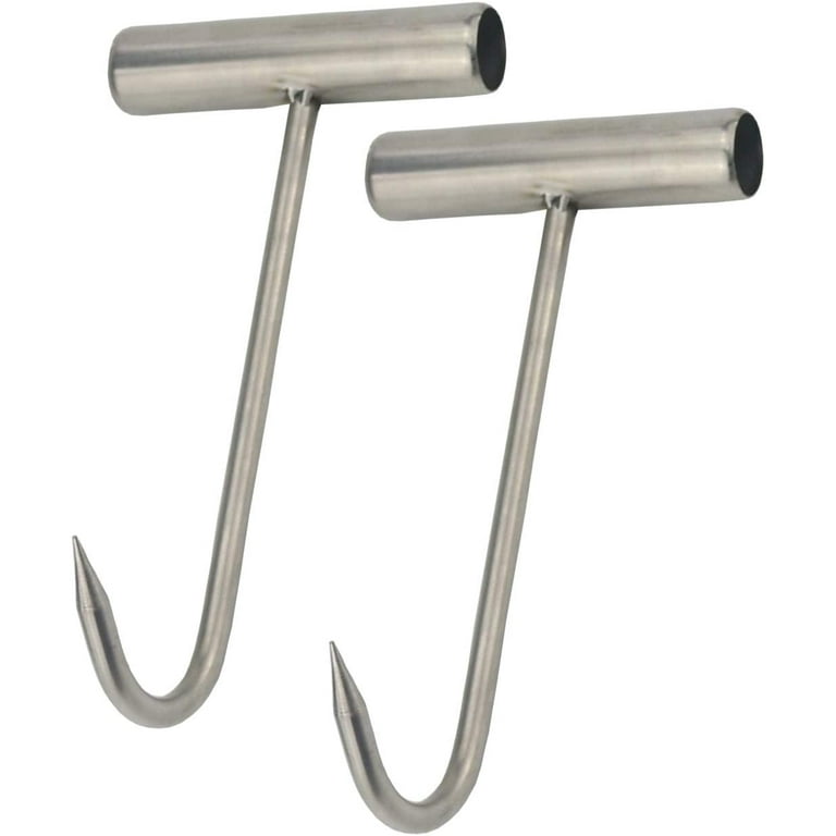 2pcs Stainless Steel T Hooks T-Handle Meat Boning Hook for Kitchen Butcher  Shop Restaurant BBQ Tool 