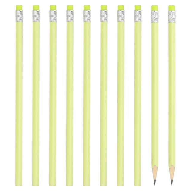 Unique Bargains Crayons Ronds avec Effaceur, HB Graphite, Jaune, 24 Unités