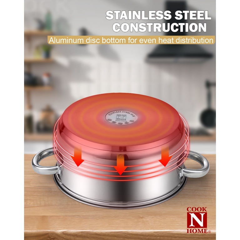 Cook N Home 8-Quart Stainless Steel Pasta Cooker, Steamer