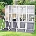 thumbnail image 3 of YOPTO Serre Extérieure en Bois Adossée, Serre Robuste pour Entrée avec Toit et Tablettes Ajustables, Support Triangulaire Coupe-Vent, Grande Serre Chaude pour Véranda Remise de Rangement, Jardin, Cour Arrière, Gris, 3 of 4