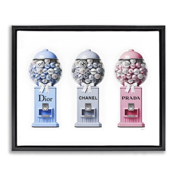 Stupell Industries Art Deco Fashion Brand Gumballs Black Floating Frame Canvas Art, 21 x 17, by Amanda Greenwood