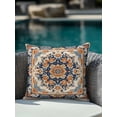 thumbnail image 4 of Outdoor Pillows Waterproof, Blue Burnt Orange Boho Bedding Throw Pillows with Insert for Couch Sofa Bed, Antique Southwestern Art 16x16 Inch Pillowcases Decorative Camping Patio Pillow Set of 1, 4 of 8