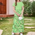 thumbnail image 6 of OGLCCG Girls Summer Long Dress Short Sleeve Casual Holiday Modest Maxi Dress with Pockets Floral Printed T-Shirt Dress for 4-14 Years, 6 of 6