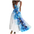 thumbnail image 1 of Robes d'Été pour Femmes, Jolies Robes Décontractées à Fleurs à Col en V Sans Manches, Robes Maxi, Robes Fluides pour Femmes, 1 of 5