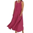thumbnail image 2 of Ayolanni Womens Dresses Plus Size Pink Vacation Sleeveless Solid Maxi Dresses Dresses for Ladies Size Large XL, 2 of 5