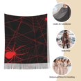 thumbnail image 6 of Cauagu Red Spider On The Web Print Women Wrap Shawl tassels Scarves Retro Scarf 77.6"X28.3", 6 of 8