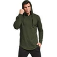 thumbnail image 4 of Aiyino Mens Hipster Hip Hop Long Sleeve Longline Pullover Hoodies Shirts Long Sleeve M Army Green, 4 of 7