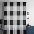 thumbnail image 5 of Black White Plaid Semi Sheer Curtains Drapes for Living Room, Bedroom, French Doors Window 63 Inches Long, Spring Farmhouse Buffalo Checkered Rod Pocket Chiffon Curtain Drapery Voile Draperies Panel, 5 of 6