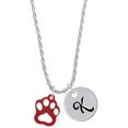 thumbnail image 1 of Delight Jewelry Acrylic Small Paw Maroon Silvertone Script Initial Disc - K - Charm Necklace, 20"+3", 1 of 4