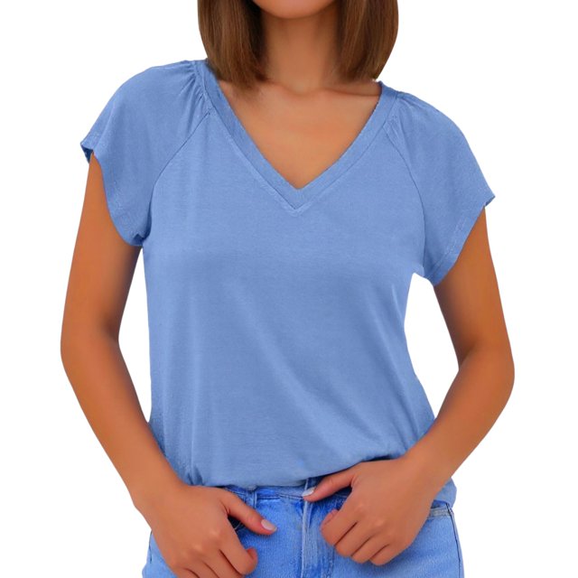 VJATTWR Womens Short Sleeve Tops Plus Size T Shirts for Women V Neck Short Sleeve Basic Plus Size Tops Loose Fit Summer Spring Tee Tops Xl