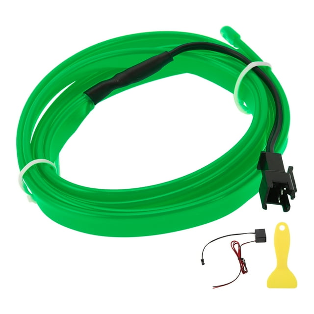 Cuerda de luz LED EL de 1m Unique Bargains Cable de luz de neón flexible para decoración de interiores de coches Controlador de cableado (12v) Verde