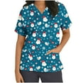 thumbnail image 2 of Styesk Scrubs for Women Holiday Cute Short Sleeve Nurse Scrubs Xmas Printed Scrub Tops Comfy Soft Uniform Workwear with Pockets V Neck Stretchy Christmas Scrubs, 2 of 5