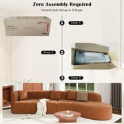 Harper & Bright Designs Modern Curved Floor Sofa Set, Modular Sectional Sponge Couch for Living Room, 2 PC Free Combination No Assembly Foam-Filled Sofa, Orange