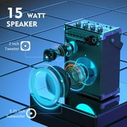 FanFun Portable Bluetooth Speaker with Microphones, Party Speaker with Lights, Remote Control, Powerful Loudspeaker, AUX Input, FM, REC